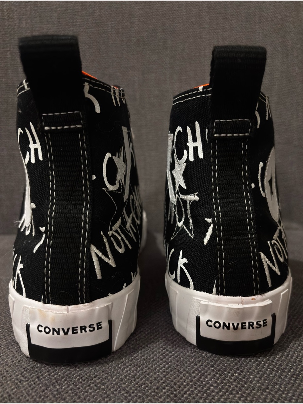 Converse Black & White 'Not A Chuck' High-Top Sneakers with Orange Lining - Picture 3 of 10